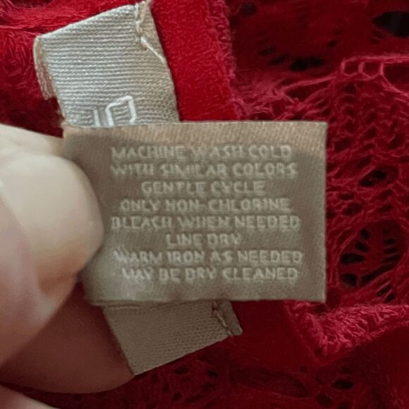 CHICO'S Women's‎ open knit crocheted 3/4 sleeve asymmetrical hem top, Size 1 (M, - Picture 6 of 6